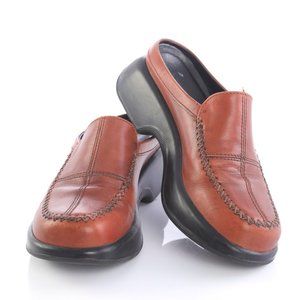 Dansko Brown Leather Stitched Mules Slip On Shoes